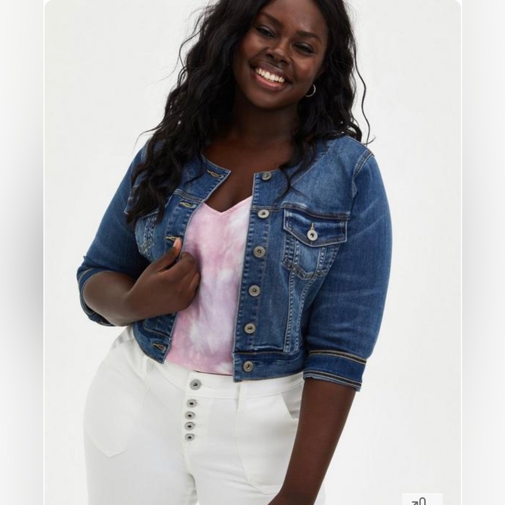 Torrid Denim Crop Collarless Jacket 1X